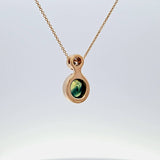 Green Sapphire and Diamond Pendant Necklace in 14k Yellow Gold