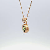 Green Sapphire and Diamond Pendant Necklace in 14k Yellow Gold