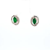 0.42 CTW Emerald and Diamond Earrings in 14k White Gold