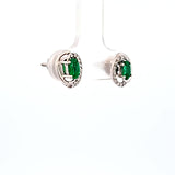 0.42 CTW Emerald and Diamond Earrings in 14k White Gold