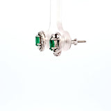0.42 CTW Emerald and Diamond Earrings in 14k White Gold