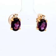 Amethyst and Diamond Earrings in 18k Yellow Gold