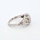 0.28 CTW Round Cut Diamond Filigree Engagement Ring in 18k White Gold, Size 4