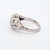 0.28 CTW Round Cut Diamond Filigree Engagement Ring in 18k White Gold, Size 4