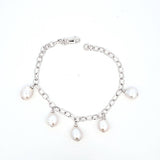 Sterling Silver Pearl Drop Station Bracelet
