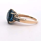 7.67 CTW Blue Topaz Engagement Ring in 14k Yellow Gold, Size 7.25