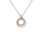 0.43 CTW Geometric Double Circle Diamond Pendant Necklace in 14k and 18k Gold