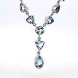 Sterling Silver Blue Topaz Frontal Drop Necklace