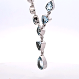 Sterling Silver Blue Topaz Frontal Drop Necklace