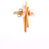 Sterling Silver Gold Vermeil Pearl Earrings