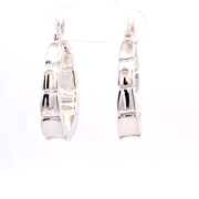Sterling Silver Graduated Concave Hoop Earrings