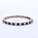 Sapphire and Diamond Wedding Band in 14k White Gold, Size 7.5