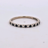 Sapphire and Diamond Wedding Band in 14k White Gold, Size 7.5