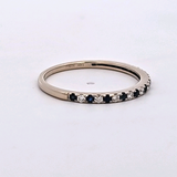 Sapphire and Diamond Wedding Band in 14k White Gold, Size 7.5