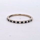 Sapphire and Diamond Wedding Band in 14k White Gold, Size 7.5