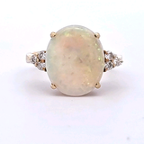Opal and Diamond Ring in 14k Yellow Gold, Size 7.5