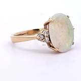 Opal and Diamond Ring in 14k Yellow Gold, Size 7.5