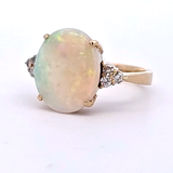 Opal and Diamond Ring in 14k Yellow Gold, Size 7.5