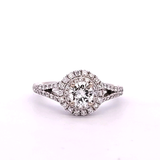 1.04 CTW Diamond Halo Engagement Ring in 14k White Gold, Size 6.25