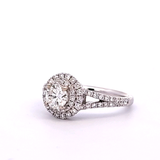 1.04 CTW Diamond Halo Engagement Ring in 14k White Gold, Size 6.25