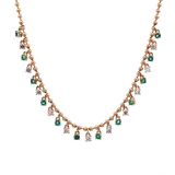 14K Gold Diamond & Emerald Dangle Necklace