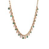 14K Gold Diamond & Emerald Dangle Necklace