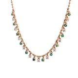 14K Gold Diamond & Emerald Dangle Necklace