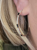 Sterling Silver Black And White Cubic Zirconia Hoop Earrings