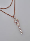 Sterling Silver Rose Gold Vermeil Cubic Zirconia Double Halo Drop Necklace