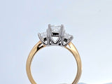 1.05 CTW 3 Stone Princess Cut Leo Diamond Engagement Ring in 14k Yellow Gold and Platinum, Size 5.5