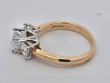1.05 CTW 3 Stone Princess Cut Leo Diamond Engagement Ring in 14k Yellow Gold and Platinum, Size 5.5