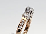 0.82 CTW 3 Stone Diamond Engagement Ring in 14k Yellow and White Gold, Size 6.25