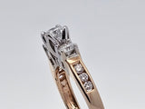 0.82 CTW 3 Stone Diamond Engagement Ring in 14k Yellow and White Gold, Size 6.25