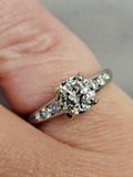 0.78 CTW Round Cut Diamond Engagement Ring in 18k White Gold, Size 5.75