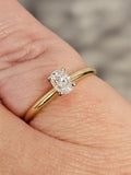 0.35CT. Oval Cut Diamond Solitaire Engagement Ring in 14k Yellow and White Gold, Size 6.5