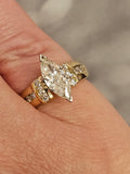 1.83 CTW Marquise Cut Diamond Engagement Ring in 14k Yellow and White Gold, Size 6.75