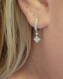 0.29 CTW Diamond Hoop Drop Earrings in 14k White Gold