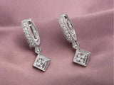 0.29 CTW Diamond Hoop Drop Earrings in 14k White Gold