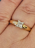 0.50CT. Princess Cut Diamond Engagement Ring in 14k Yellow Gold and Platinum, Size 7