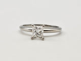 0.90CT. Modified Princess Cut Diamond Solitaire Engagement Ring in 14k White Gold, Size 7.25