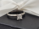 0.90CT. Modified Princess Cut Diamond Solitaire Engagement Ring in 14k White Gold, Size 7.25
