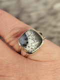 Sterling Silver Dendritic Fern Agate Ring, Size 7