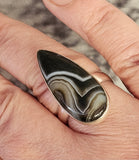 Sterling Silver Banded Agate Statement Ring