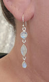 Sterling Silver Rainbow Moonstone Earrings