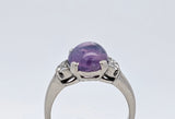 5.89CT Star Sapphire and Diamond Ring in 14k White Gold - Size 6