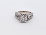 1.65 CTW Diamond Cluster Engagement Ring in 14k White Gold, Size 6.5