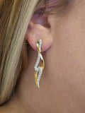 0.76 CTW Diamond Pointed Dangle Earrings in 14k Yellow Gold