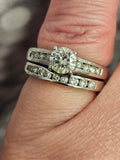 1.31 CTW Diamond Engagement Bridal Set in 14k White Gold, Size 5.5