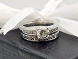 1.31 CTW Diamond Engagement Bridal Set in 14k White Gold, Size 5.5