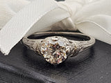 0.91CT. Diamond Filigree Engagement Ring in Platinum, Size 6